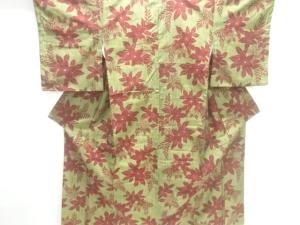 花模様織出し手織り紬着物